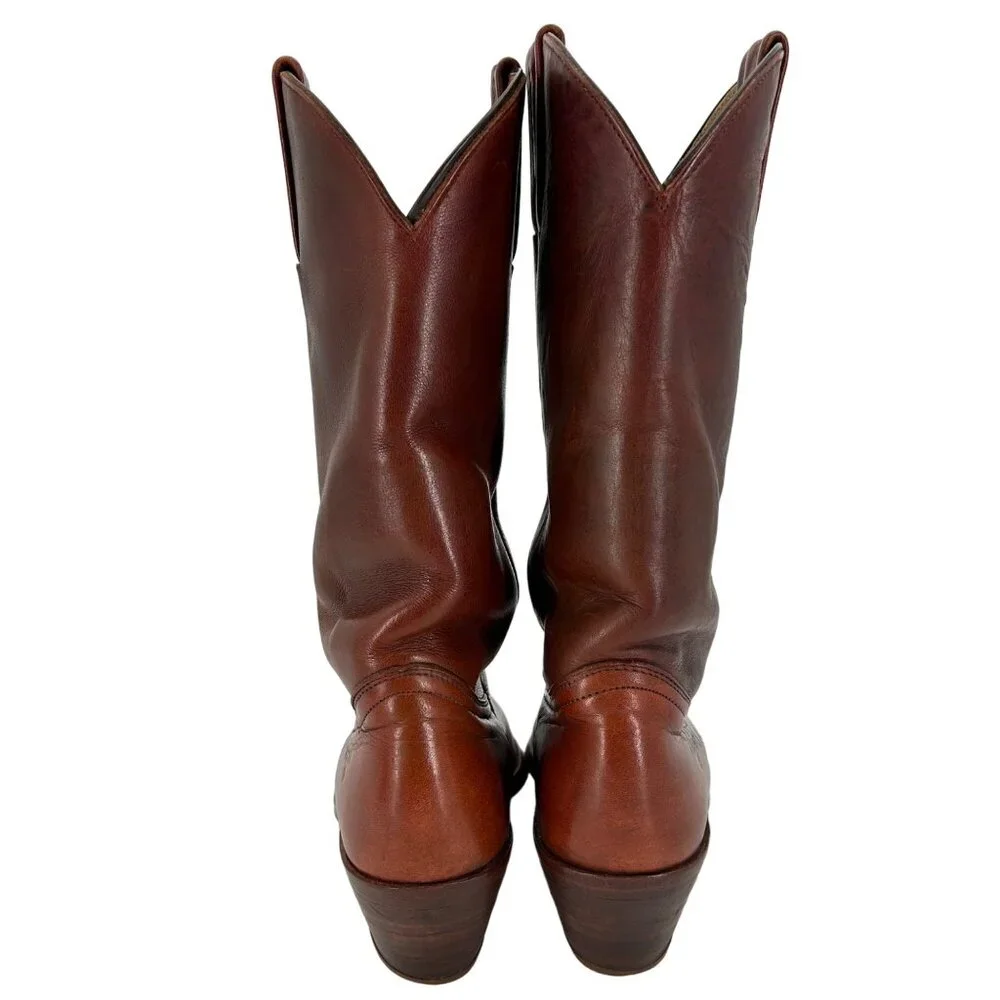 Vintage Frye Cowboy Boots Mens size 9D Distressed Brown Leather USA Western Boot - Picture 10 of 15